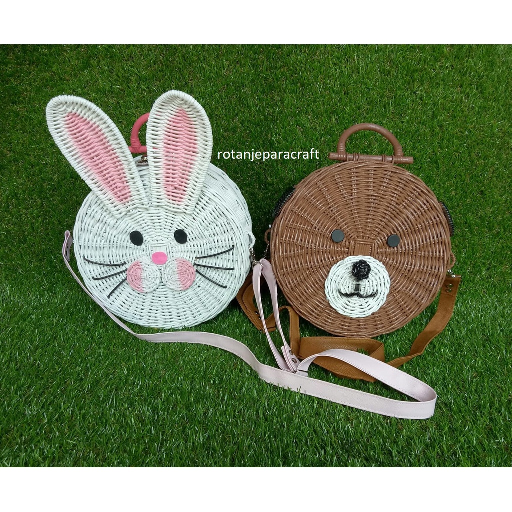 Tas Rotan Beruang, Tas Rotan Kelinci, Tas Rotan Anjing/ Tas Rotan/Rattan Bag