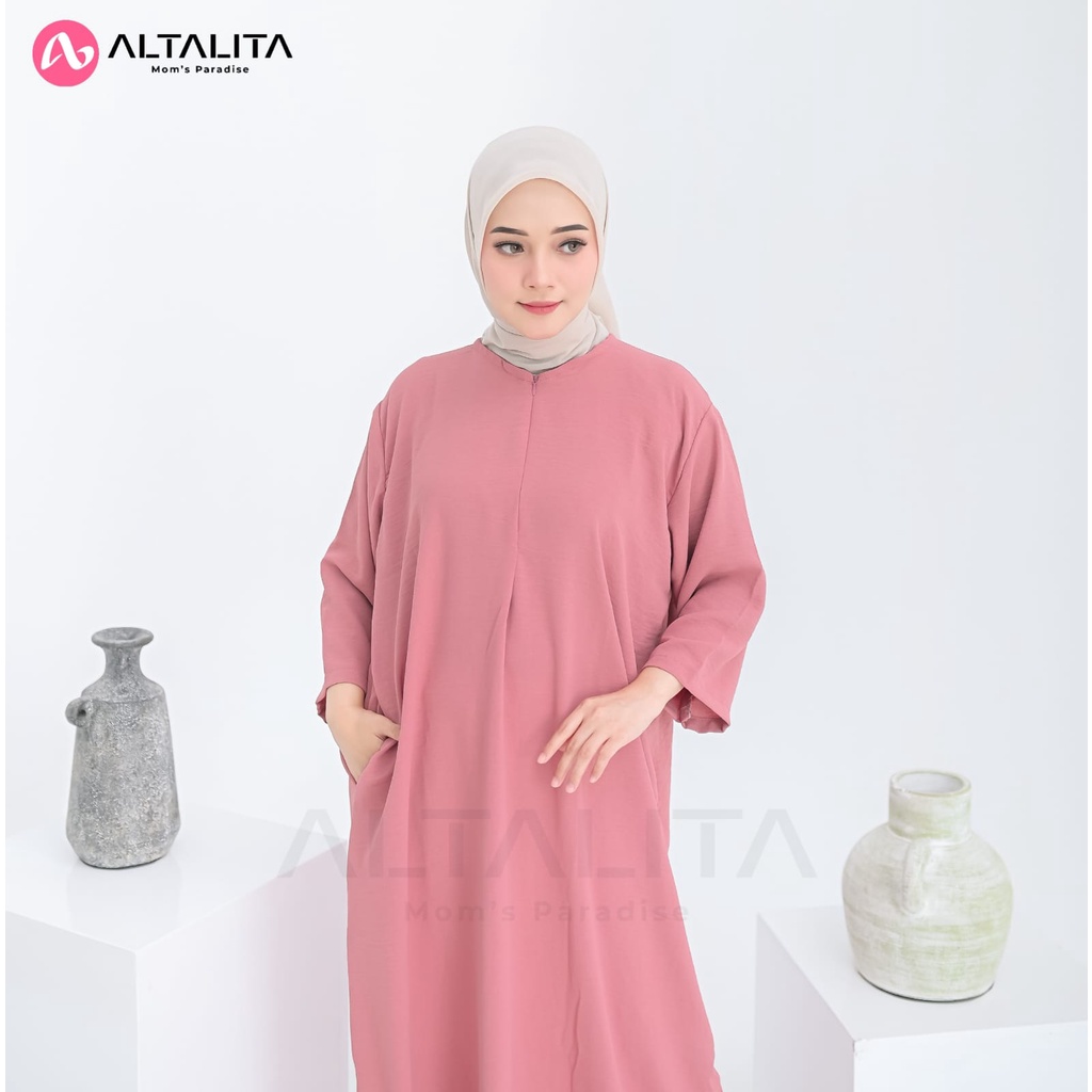 Altalita - Daster Gamis Semata Kaki Busui Cringcle Airflow Panjang Lengan Tangan 3/4 Kekinian Jumbo LD 120