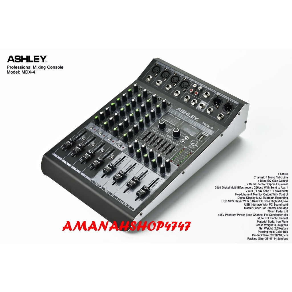 Mixer Ashley MDX4 ORIGINAL MIXER ASHLEY MDX 4 MIXER ASHLEY 4Channel Bluethoot USB SOUNDCARD