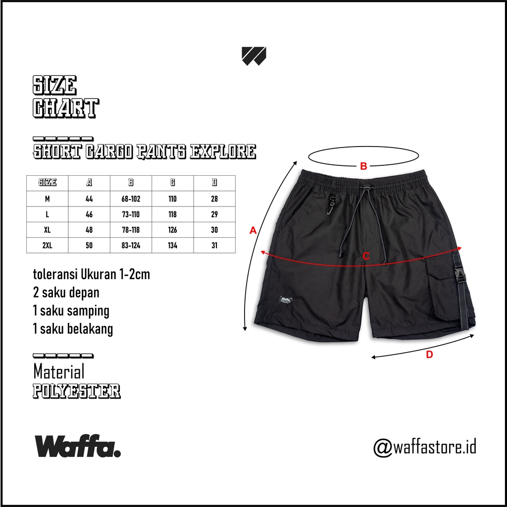 Short Cargo Pants | Explore | Waffa | Celana Pendek Cargo | Black