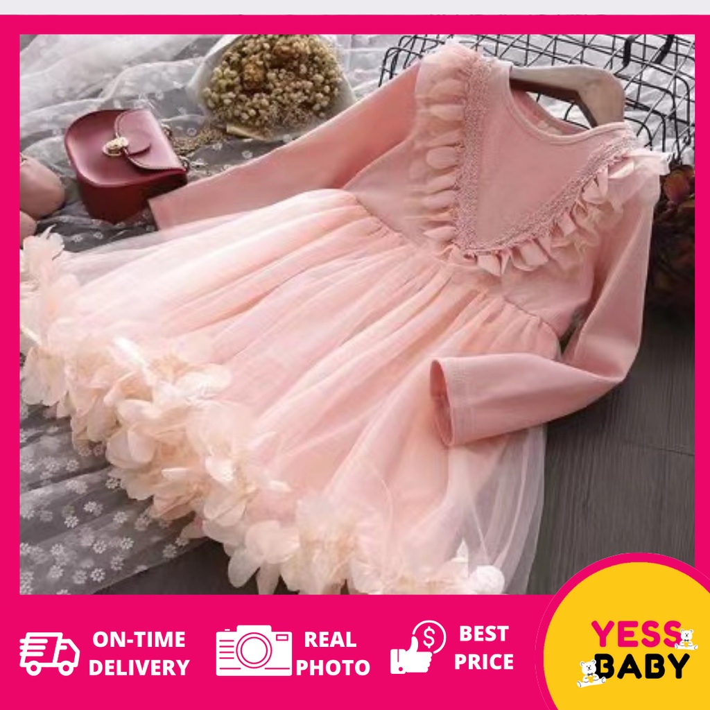 YESSBABY 0-6tahun SHERLYROSE Dress anak perempuan/Gaun bayi/Rok anak/Dress pesta lucu untuk anak/bayi cewek bordir renda gaun pesta anak perempuan import