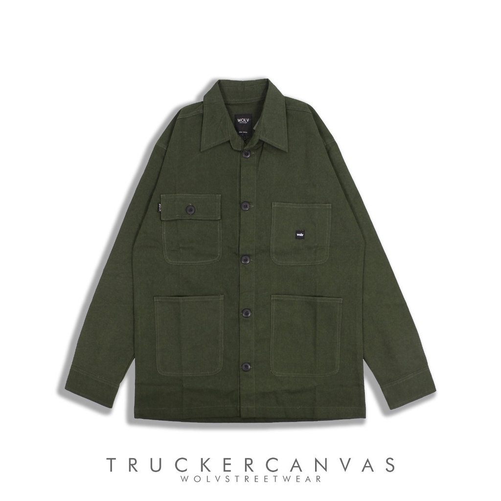 [SIAP KIRIM] Jaket Trucker Canvas Semi Parka Pria Original Wolv Distro Bandung / Field jacket