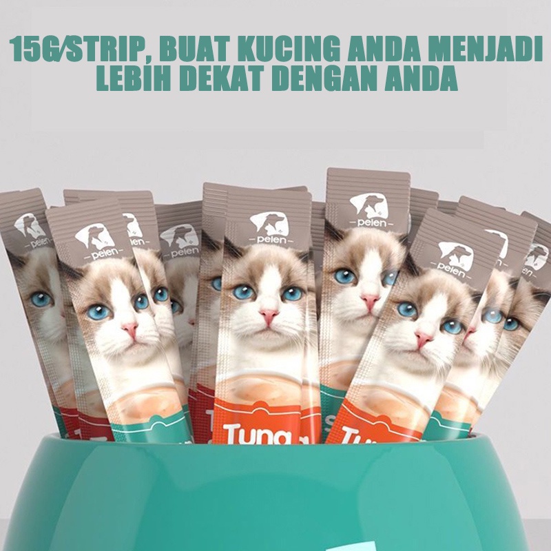 【Cat7】 PEIEN Cemilan Kucing Meo Snack Hewan Peliharaan Cat Snack 15g/Strip Creamy Treats untuk Anak Kucing dan Kucing Dewasa Creamy Snack Kucing