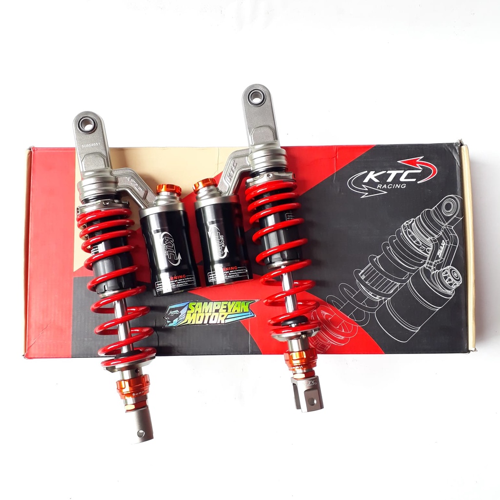 Shock Sok Skok Belakang Tabung Atas KTC Racing Extreme PCX 150 Ukuran 350 mm Hitam Black As Gold Mer