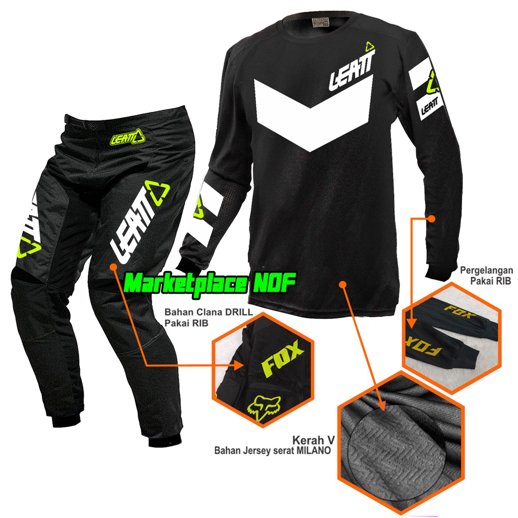 jersey cross Motor Motocross trail baju adventure mx Hitam set celana tril cros Trabas desain custom