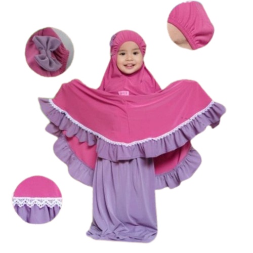 Mukena Anak Umur 10 Sampai 12Tahun Satu Set Mukenak Muqenah Bayi Ramadhan Polos Bordir Rokoh Cewe De