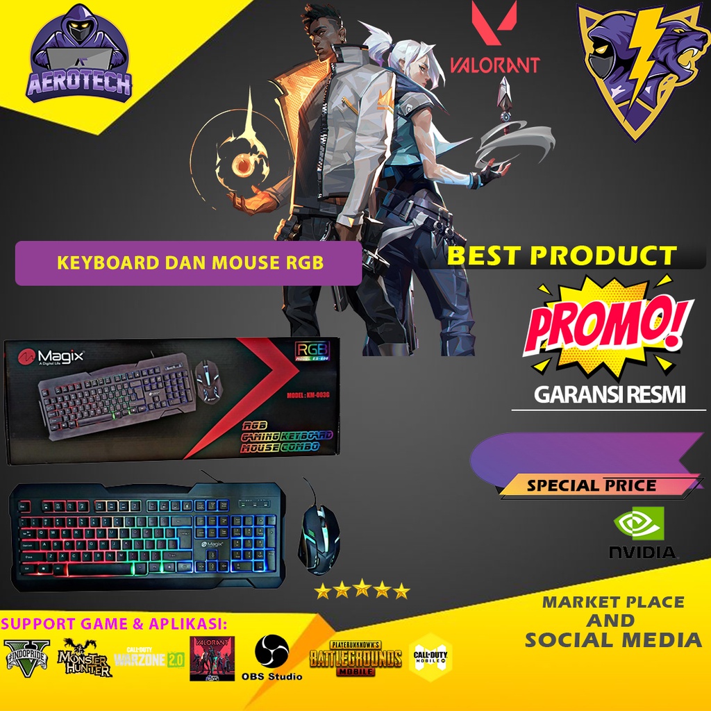 Keyboard Dan Mouse Black Panther/ Keyboard Mouse RGB Banyak Varian Termurah