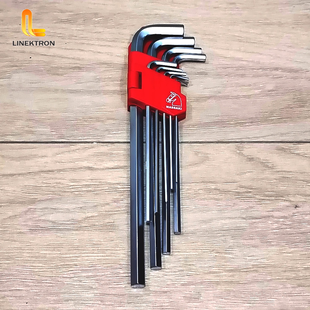 KUNCI L / HEX KEY LONG SET PANJANG MASSAKI 9 PCS ( 1,5 MM - 10 MM )