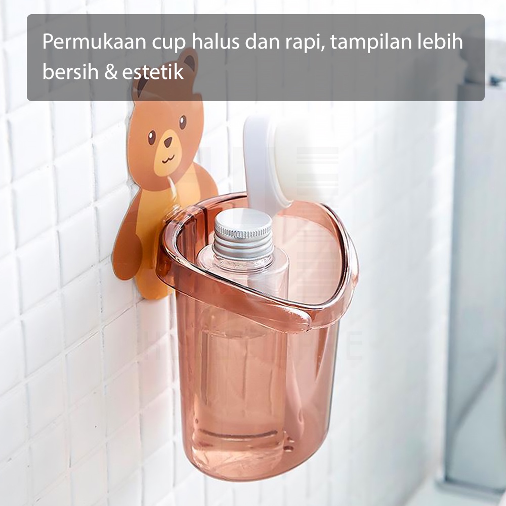 HUGO Tempat Sikat Gigi Odol Rak Gantung Penyimpanan Sikat Gigi Rak Kamar Mandi Toilet Motif Beruang