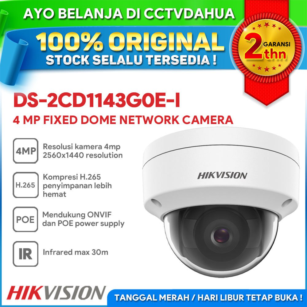 HIKVISION DS-2CD1143G0E-I Hikvision 4 MP Fixed Dome Network Camera