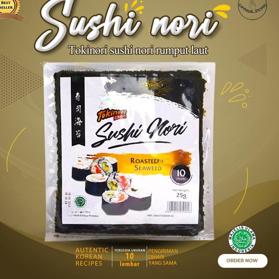 

See HereS8e8D Tokinori Sushi Nori Halal 10 Lembar Rumput Laut Kimbab Sushi
