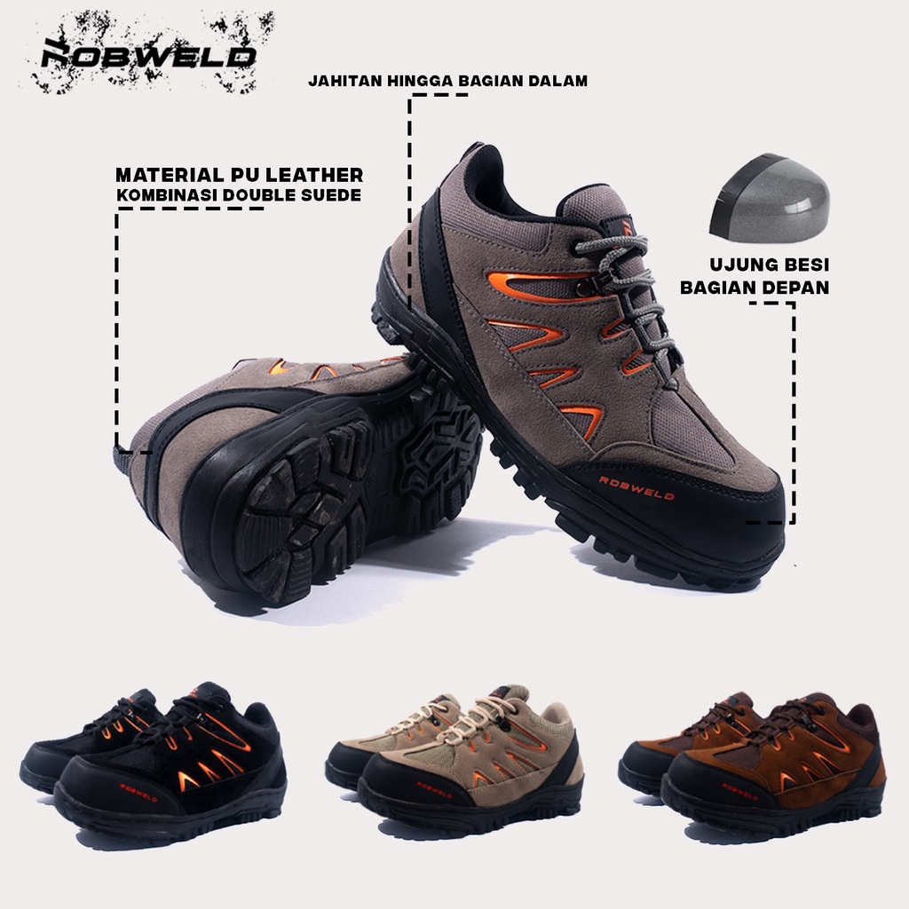 Robweld Sepatu Pria Safety Boots Pendek Low Ujung Besi