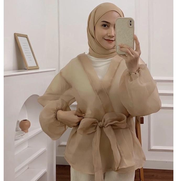 TERPERCAYA Kaelaa Wrap Blouse | Organza Blouse | Organza Top