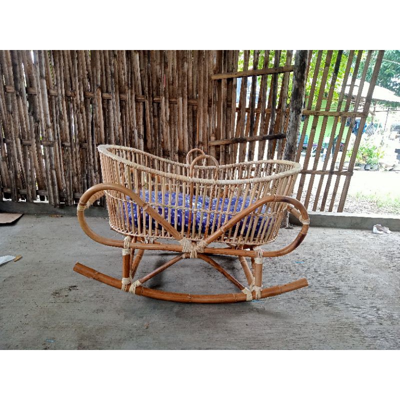 (free bantal) 1 set ayunan bayi rotan model prahu rotan alami