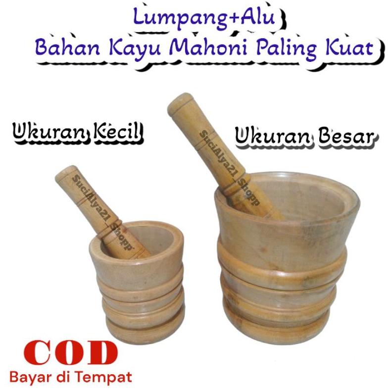 LUMPANG ALU 1SET BAHAN KAYU TERBAIK/LUMPANG ALU PENUMBUK OBAT-OBATAN DAN REMPAH REMPAH/LULUMPANG DAN