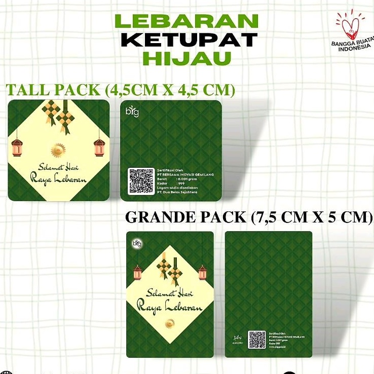 Emas Logam Mulia 24K BIG Gold 0,001 Gram , Edisi Idul Fitri Ramadhan Lebaran Eid Mubarak