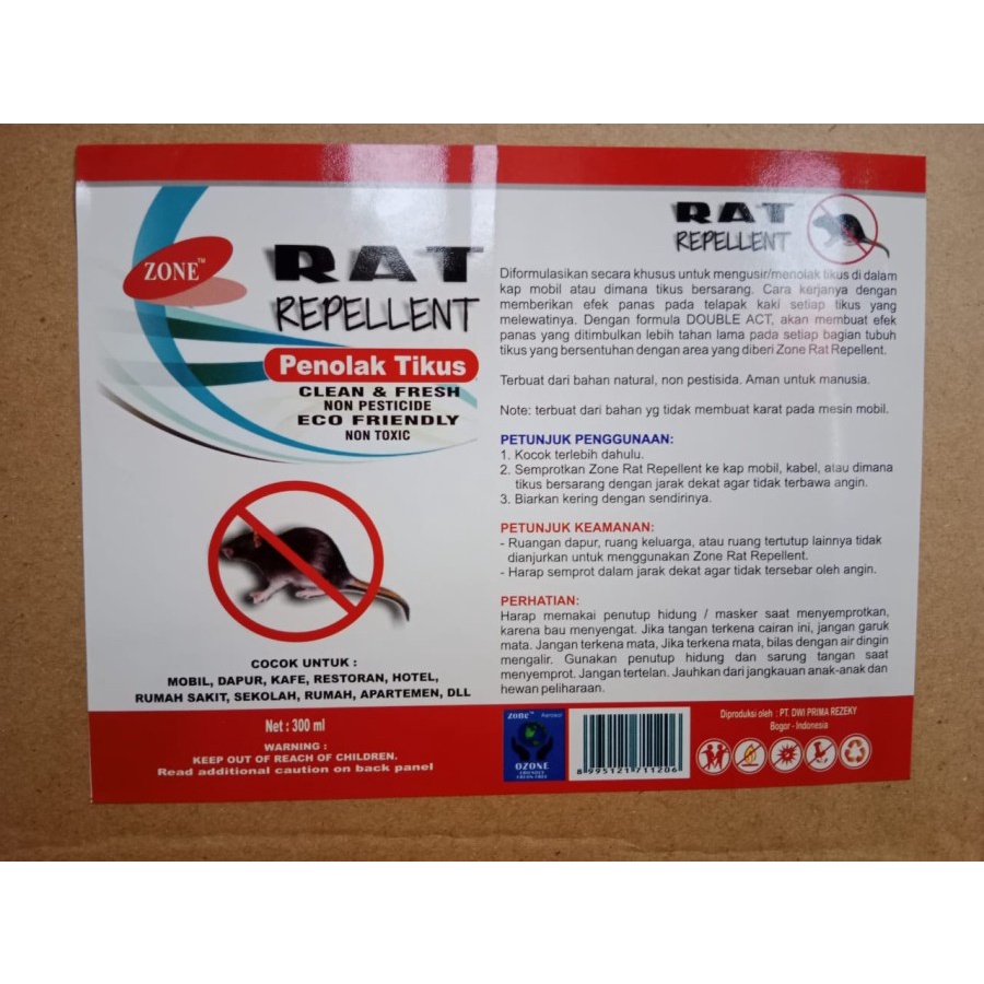 ZONE Rat Repellent Pengusir Anti Tikus Kap Mobil Rumah 300 ml