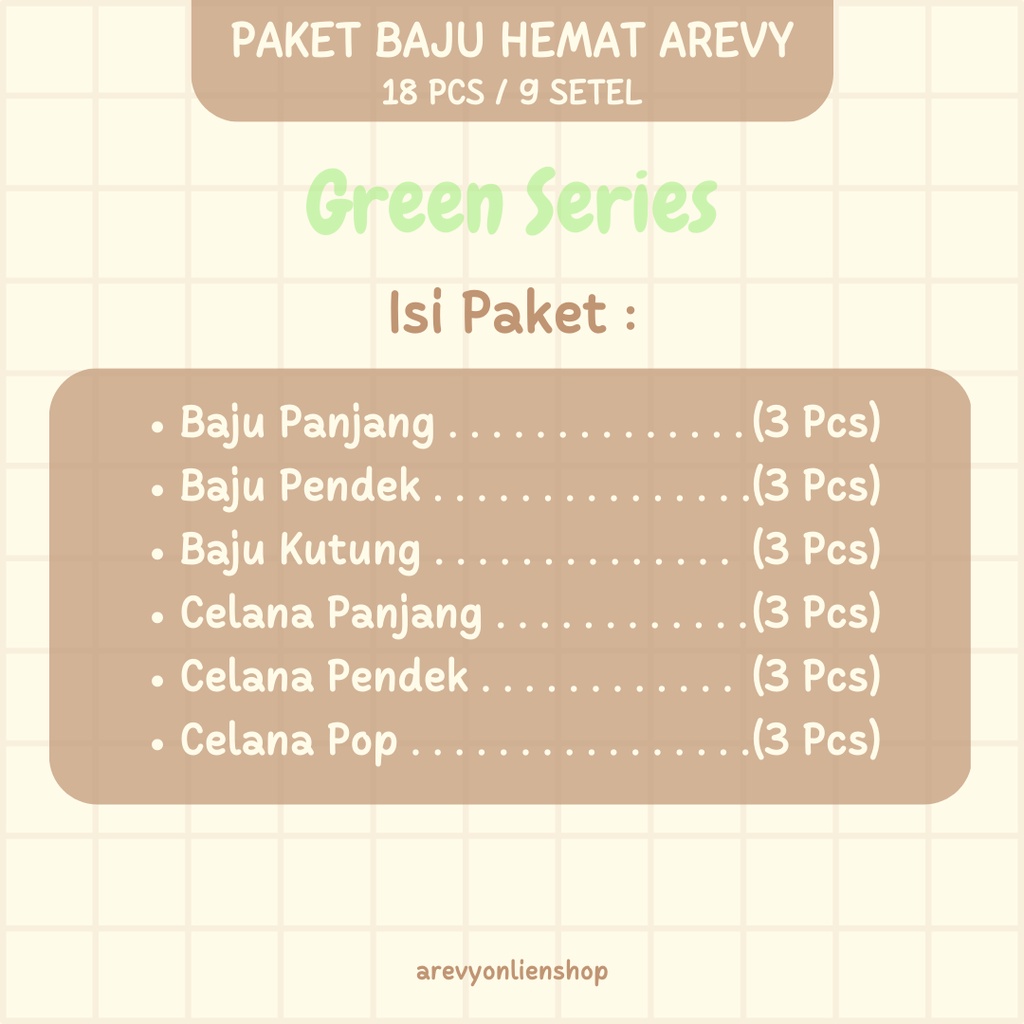 Paket Baju Bayi Newborn Arevy &amp; Kenzie Babywear 0-3 Bln Green Series Perlengkapan Bayi Baru Lahir Kado Baby Giftset Paket Setelan Piyama Bedong STK Jumper Popok Gurita Topi