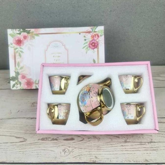 Parcel Ramadhan Teko Cangkir Keramik Porcelain Set Peralatan Minum Teh