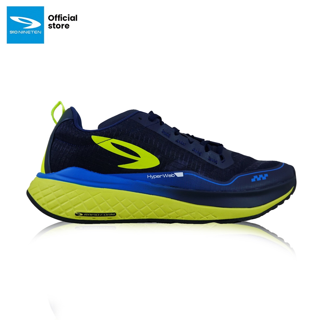 910 Nineten ULTRA EKIDEN Sepatu Lari - HITAM IRIS/HIJAU NEON/BIRU MD