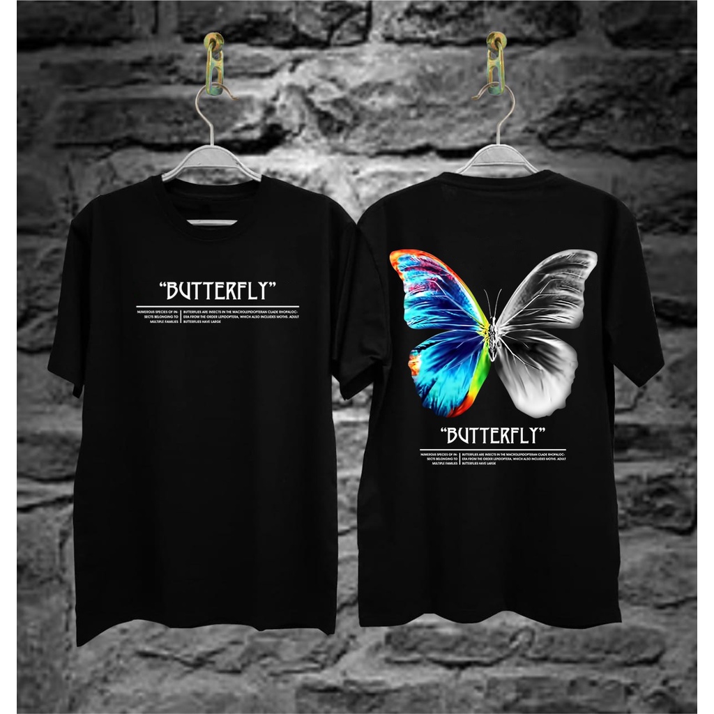 BAJU KAOS MOTIF KUPU KUPU // KAOS DISTRO BUTTERFLY // KAOS PRIA KEREN // KAOS MURAH // KAOS PRIA DIS