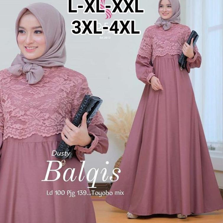 TREN TERBARU gamis jumbo ukuran L XL XXL XXXL 4XL ld 140 Balqis/gamis murah/Dress murah/gamis brukat