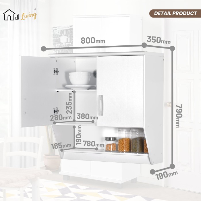 Rak Dapur Kitchen Set 2 & 3 Pintu Kitchen Set Minimalis Lemari Dapur Putih