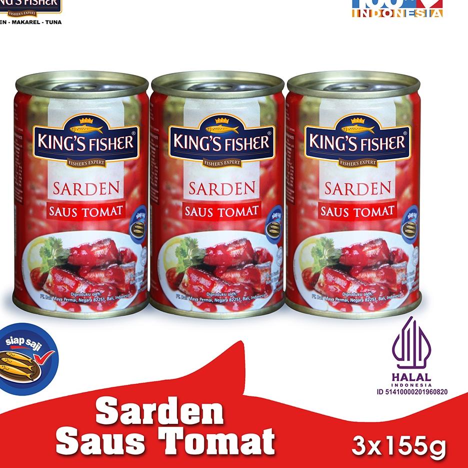 

Mau Hemat King's Fisher Paket 3 pcs Sarden mini saus tomat Makanan Kaleng 155 gr