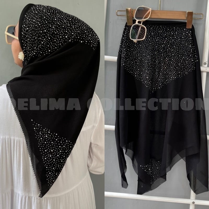 Segiempat Payet Press Swarovski Tabur Bintang / hijab press motif / jilbab segiempat swarovski