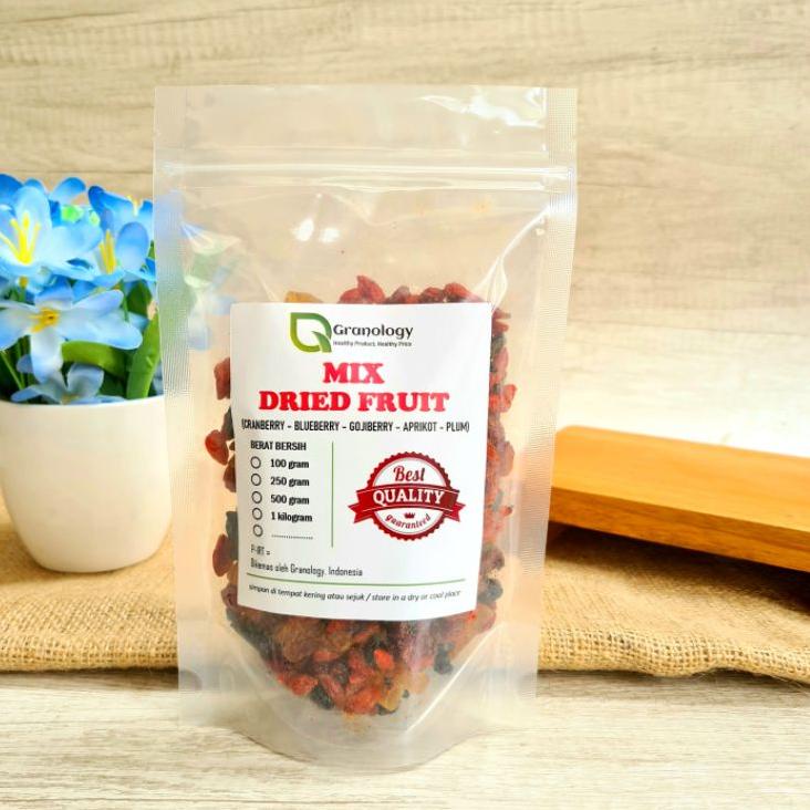 

♞ Mix Fruit 250 gram (Blueberry, Cranberry, Gojiberry, Aprikot dan Plum) by Granology ☃