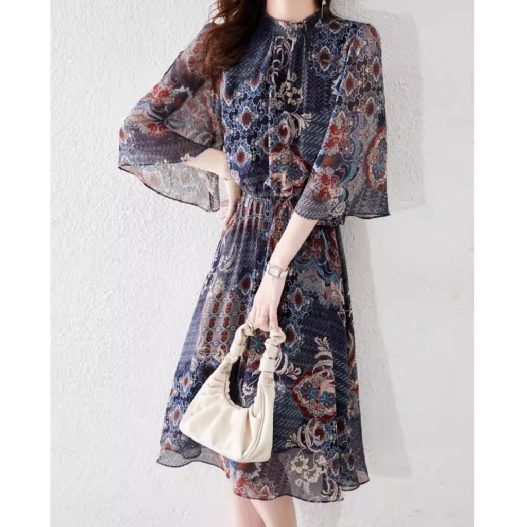 18126 Baju minidress BOHO ELASTIC WAIST mini dress lengan kalong ngembang ruffle dres Korea Korean s