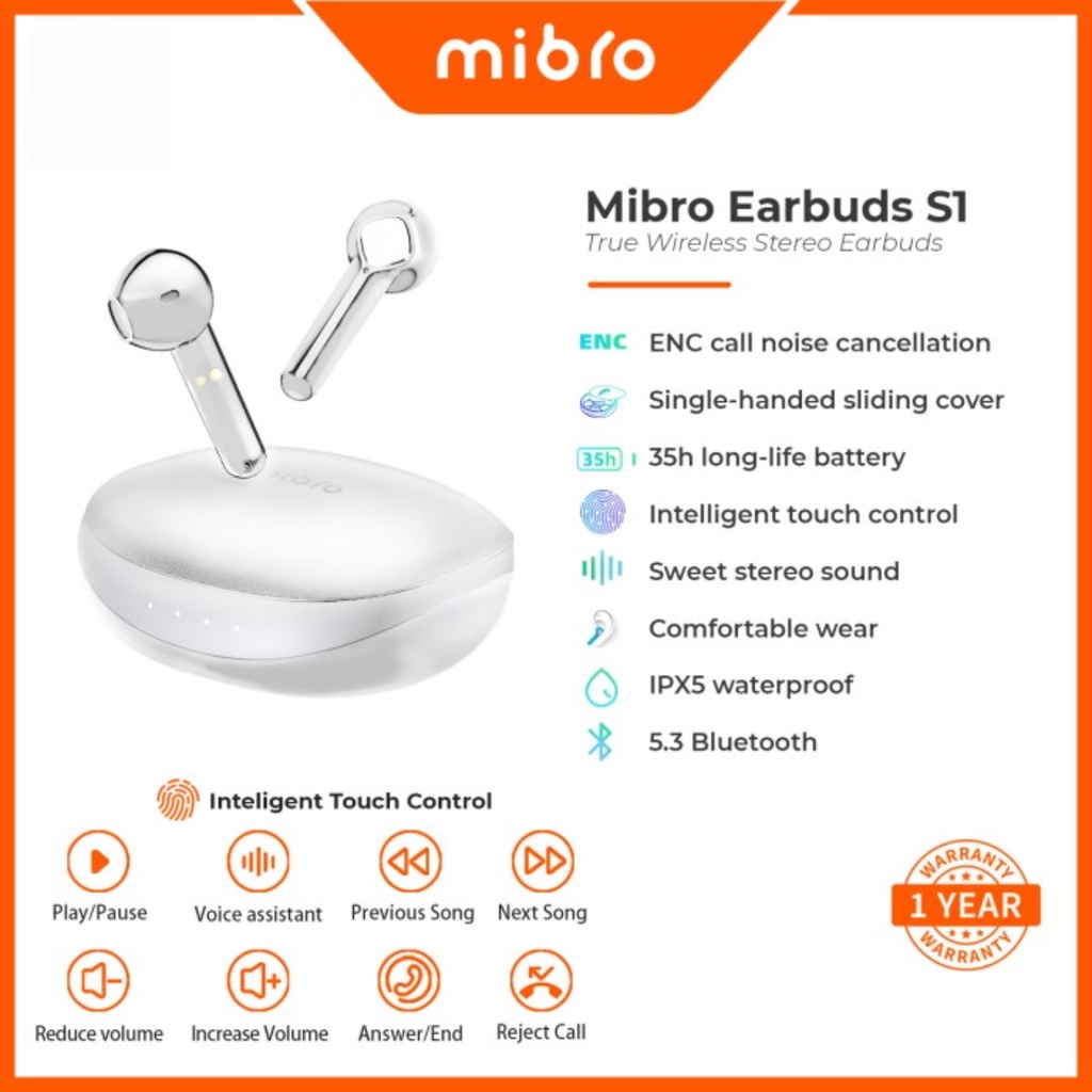 Mibro True Wireless Earbuds S1 Earphone Bluetooth - Garansi Resmi 1 Tahun