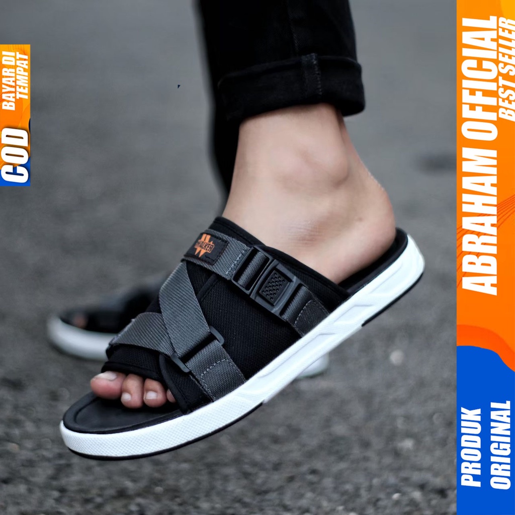 ABRAHAM Sandal Slide Slop Pria Original Distro Sendal Selop Cowok Kekinian