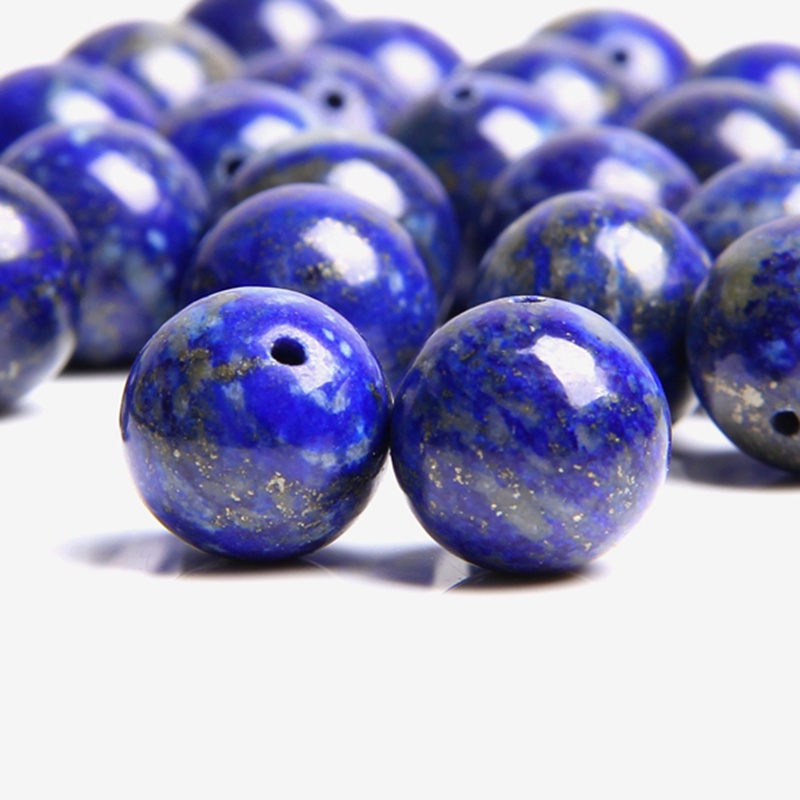 Butir Batu Lapis Lazuli Afghanistan Serat Emas Alam