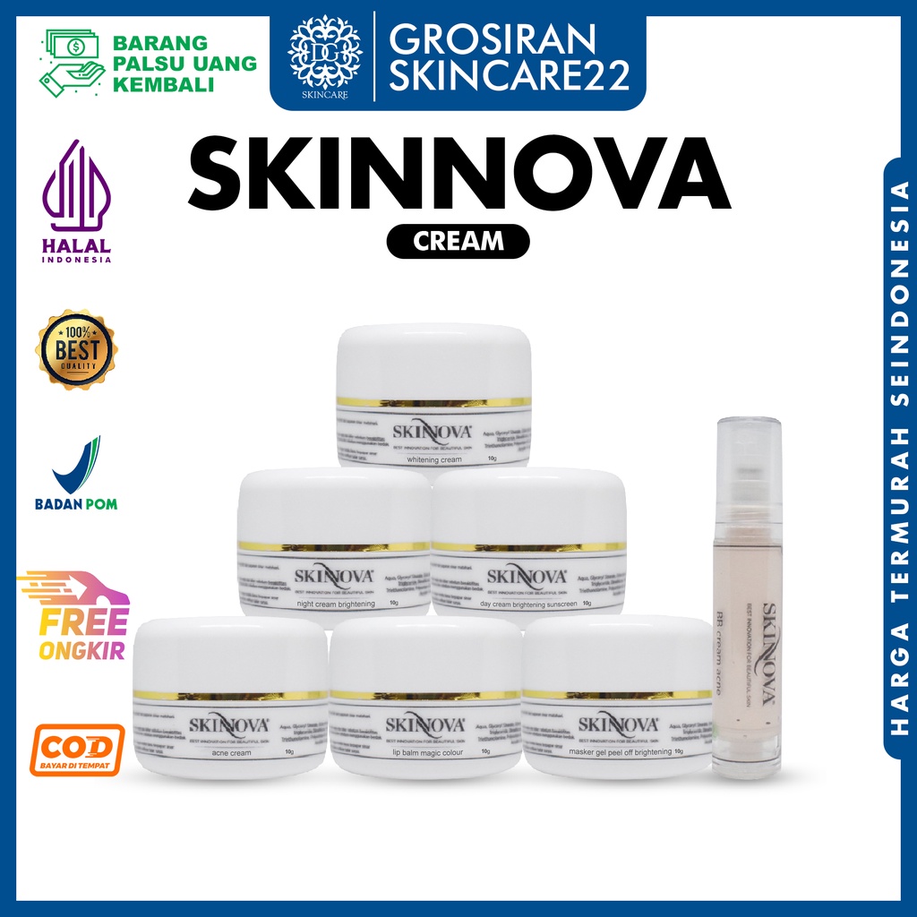 SKINNOVA Cream Series All Varian 10gr / Day Cream Brightening / Night Cream Brightening / BB Cream A