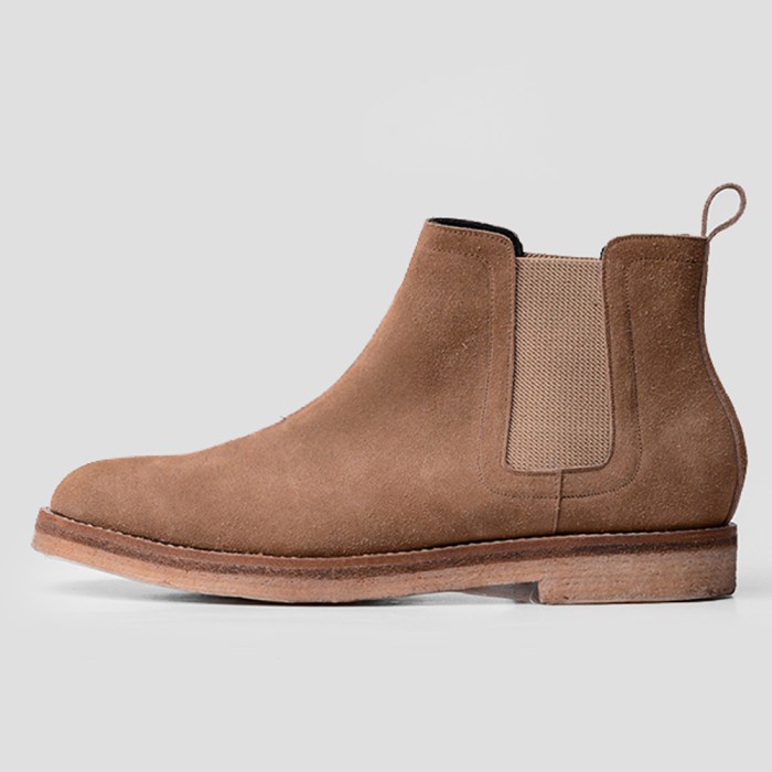 Terlaris Sepatu Kulit Boots Pria Portee Goods Chelsea Boots Suede Sands Coklat