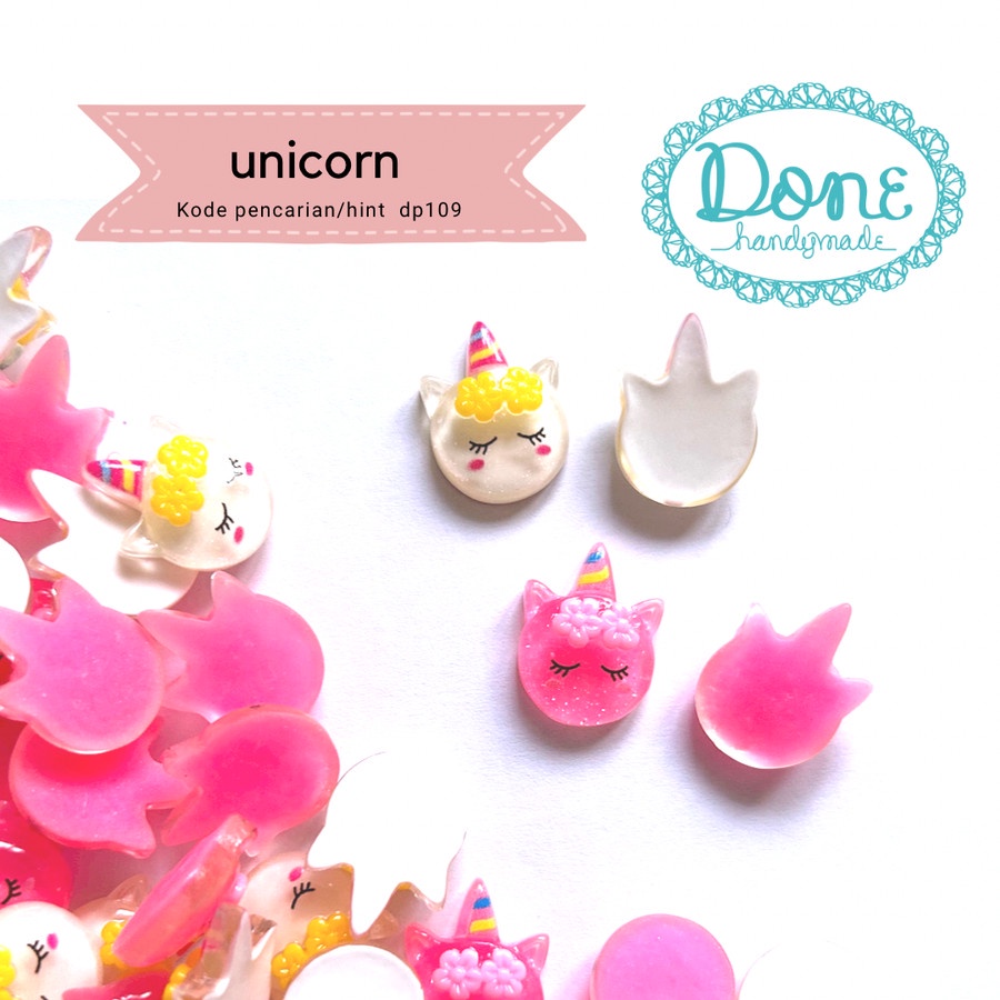 done handymade deco part resin tempel bandul liontin unicorn dp109