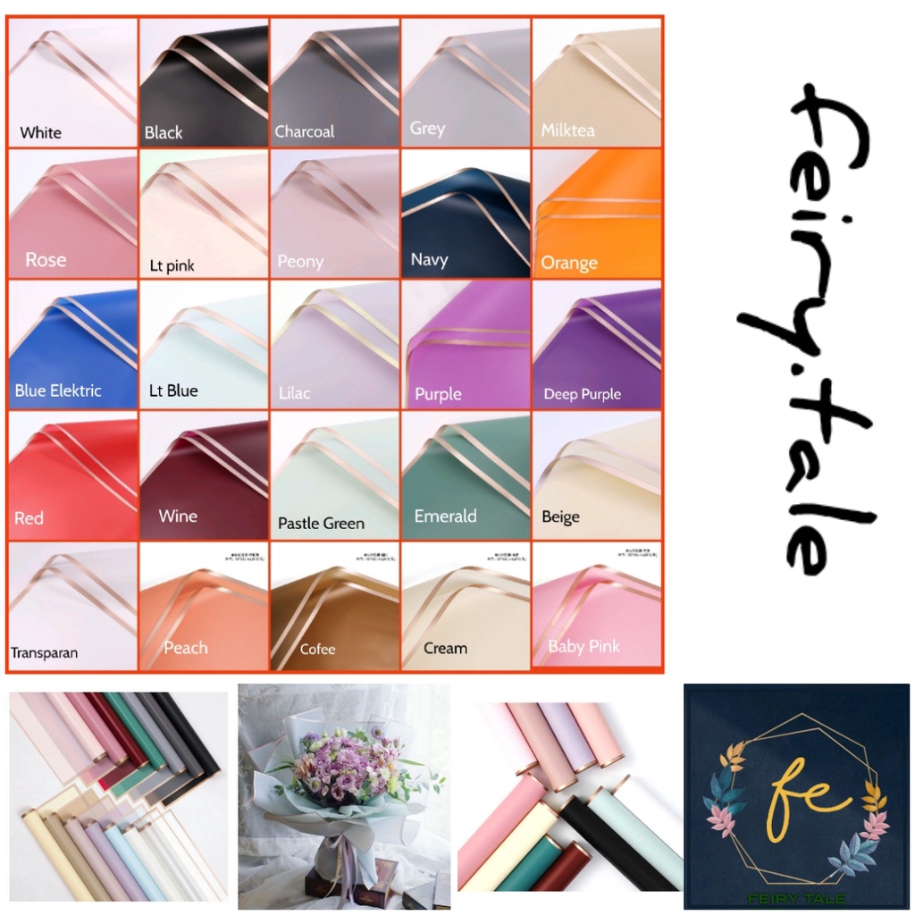 

(1 pcs) Flower wrapping paper Gold Line cellophane florist kertas bunga buket