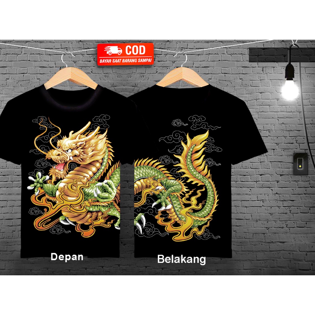 Kaos Motif Naga Depan Belakang Sablon Kaos Pria Dewasa