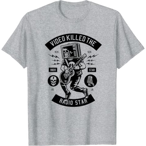 Baju Kaos Dewasa VIDEO KILL THE RADIO STAR OLD SCHOOL ROCK N ROLL RETRO GIFT T-Shirt Pakaian Fashion