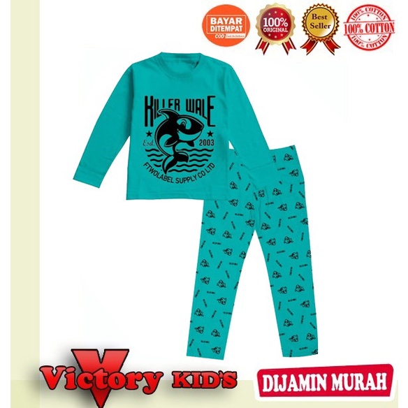 Victory kid's setelan/piyama tangan panjang anak laki-laki/perempuan 1-10 thn