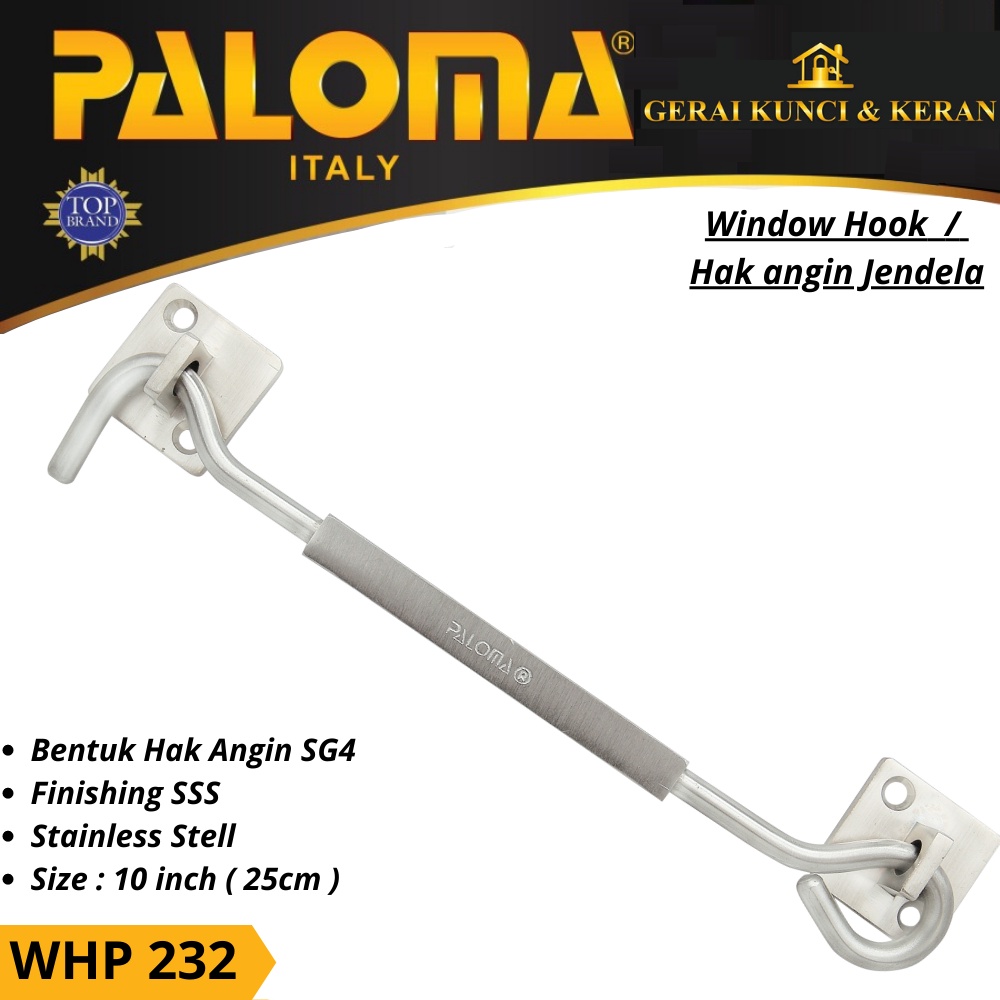 HAK ANGIN PENAHAN JENDELA WHP 232 STAINLESS 10&quot; INCH 25CM  WINDOW HOOK CANTOLAN