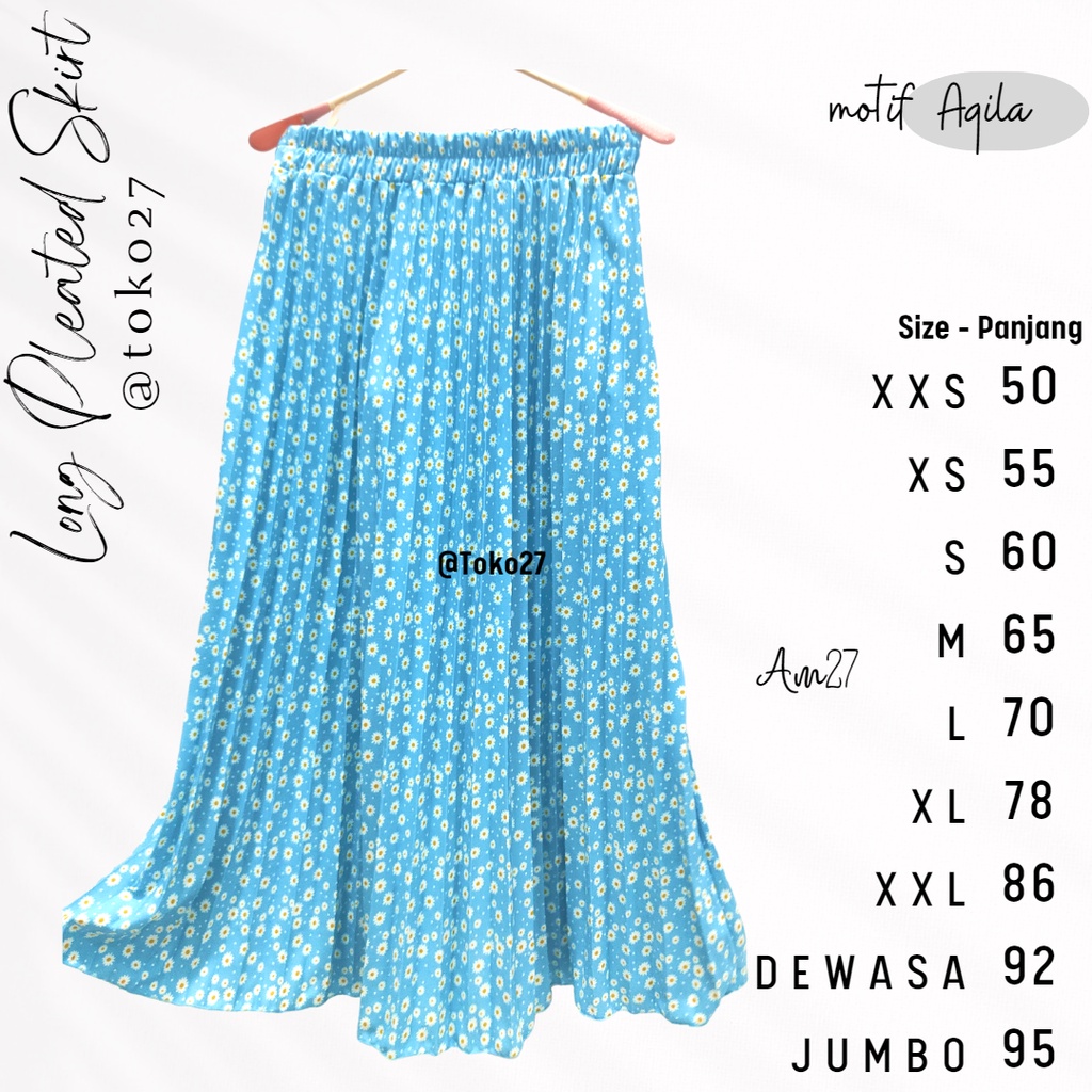 Long Pleated Skirt Kids Rok Plisket Anak 1-12 tahun - Panjang Motif Akila