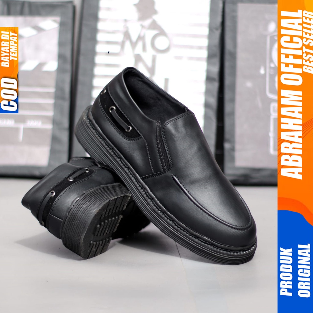 Sepatu Loafers Docmart Formal Pria Kerja Hitam Abraham FLUTON