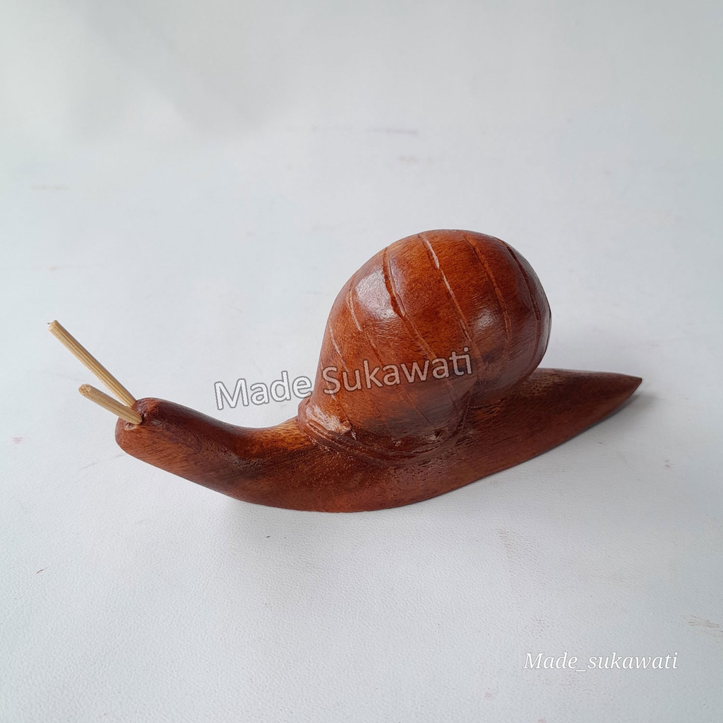 Patung kayu Siput mini 12cm ukiran handmade bali