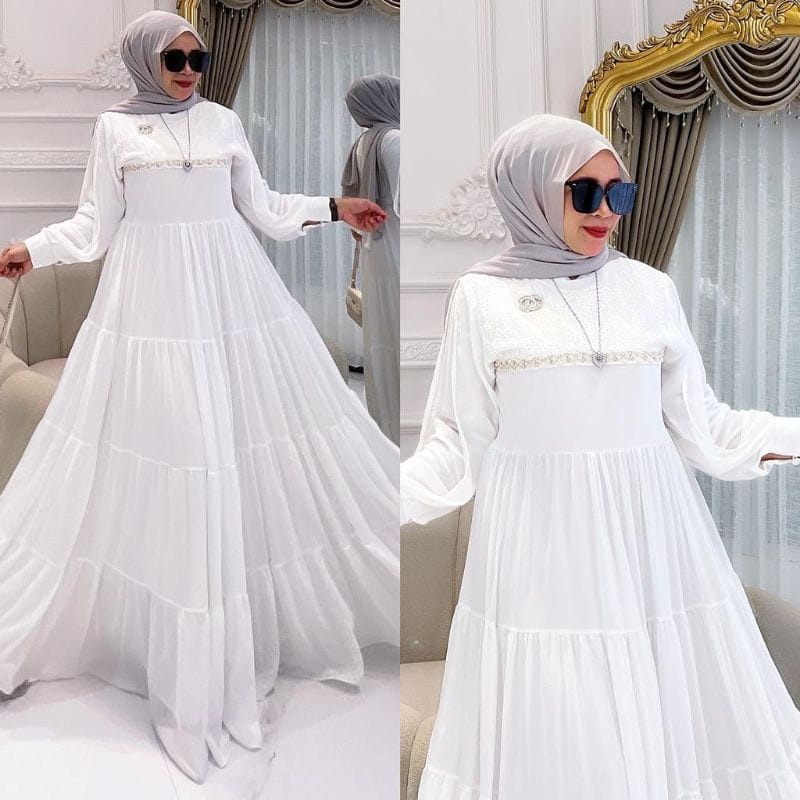 Eliana Dress Maxy Wanita Gamis Brukat Baju Kondangan Wanita Kekinian Gaun Pesta Muslimah Gamis Dewasa Outit Lebaran