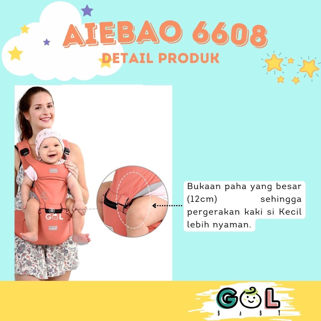 aiebao Gendongan Bayi Baby Carrier Hipseat Hip Seat Carrier Aiebao 6608(Jual 6609 6612 6618 6626 6627 6629)