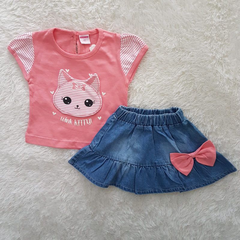 Baju Bayi Setelan Jeans Kaos stripe set