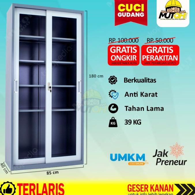 

lemari arsip lemari besi filling cabinet - pintu kaca sliding geser