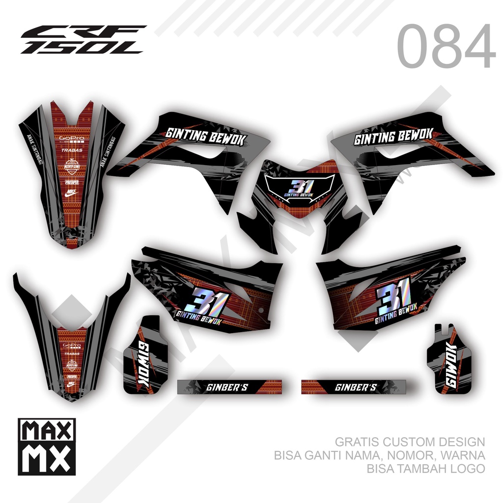 Sticker Decal CRF 150 L Desain custom design costum 084 MOTIF UKIRAN BATAK